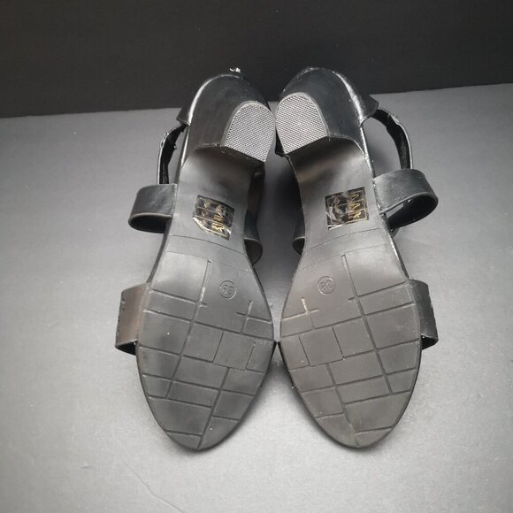 Sung Alfred Sung Ladies Size 38 (7.5 US) Black Faux Leather Heeled Sandals - Picture 6 of 8